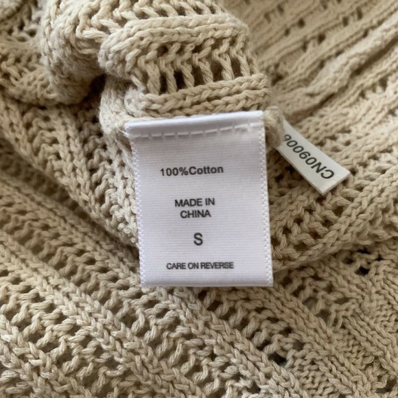 NEW YORK & COMPANY CROCHET KNIT TOP SHORT SLEEVES BEIGE COLOR SZ SMALL NWT WOMEN - Picture 8 of 9